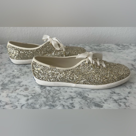 NWT Keds x Kate Spade Champion Glitter Runner in Gold, Size 9 - Picture 4 of 9